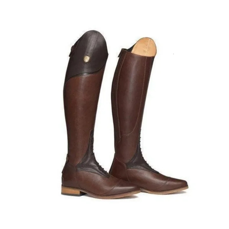 Brown Riding Boots Cowhide Dressage Jumping Boots Equestrian Unisex Reins Custom Riding Equipment Stage Role Playing Costume 250716