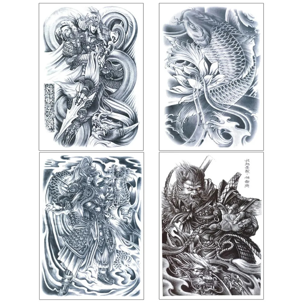 Full Back Large Tattoo Sticker Waterproof Temporary Tattoos Carp Lotus Dragon Buddha Tatoo Body Art Painting For Men Women 250714