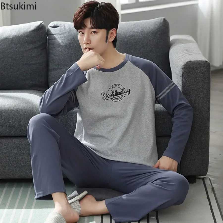New Mens Large Size Simple Loose Homewear Suit Spring Comfortable Cotton Long Sleeve Trouser Lounge Pajamas Two Piece Sets Male W250717