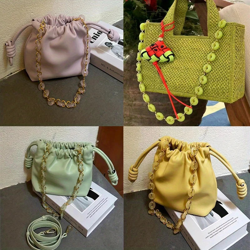 1PC 70.5cm acrylic donut metal bag shoulder strap crossbody chain shoulder bag crossbody bag resin versatile decorative chain 250712