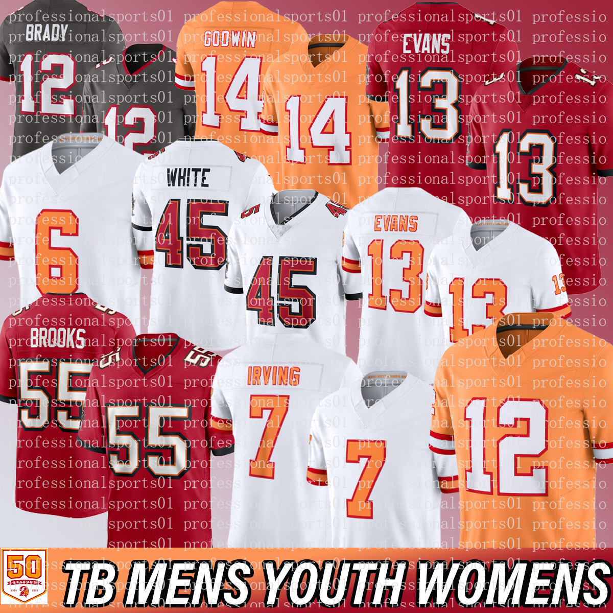 Tampa Bays BuccaneersS Jersey BuccaneersJersey Baker Mayfield Mike Evans Chris Godwin Emeka Egbuka Tom Brady Antoine Winfield Jr. Football Jerseys