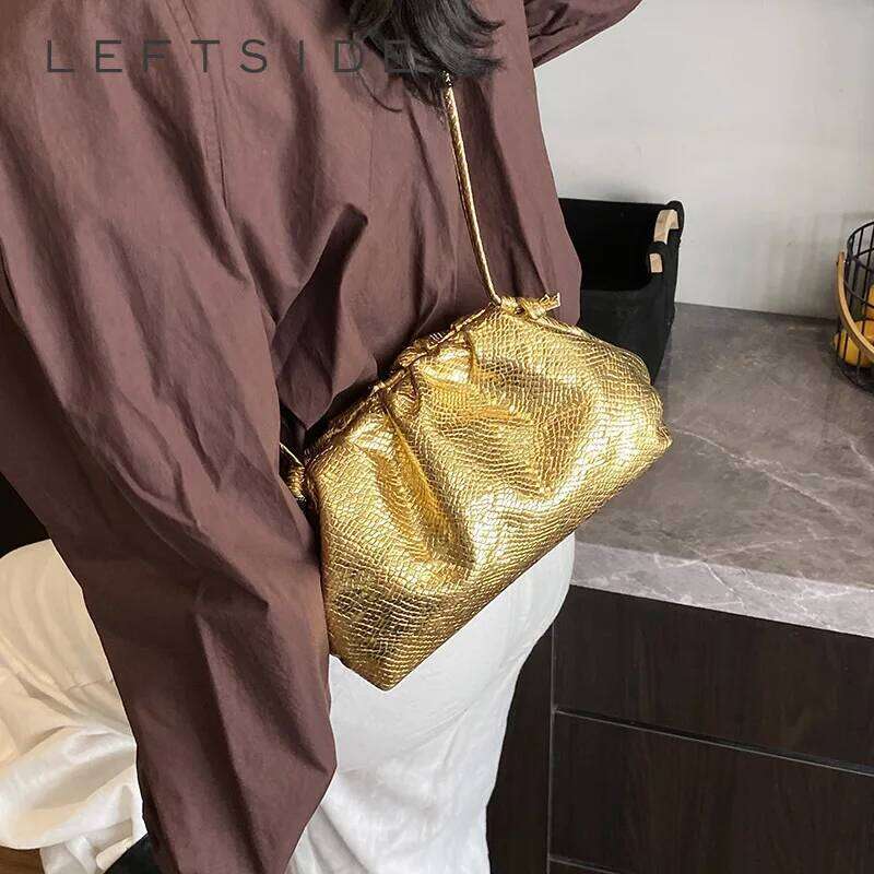LEFTSIDE Cute Small Gold Pu Leather Crossbody Bags For Women 2025 New Trend Fashion Shoulder Bag Females Handbags And Purses
