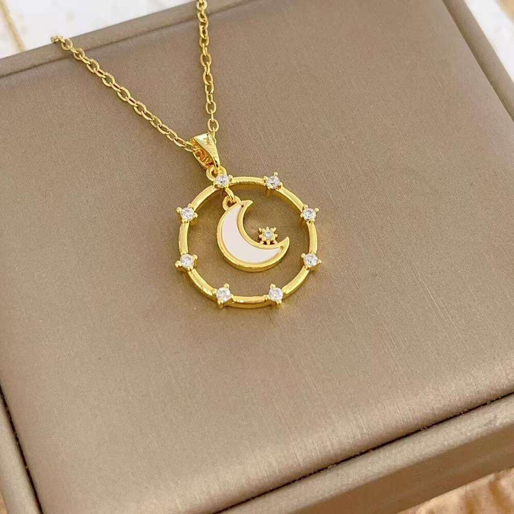~Necklace For Women Ins Niche Design High-End Light Collarbone Chain Moon Choker Student Best Friend 9Ca