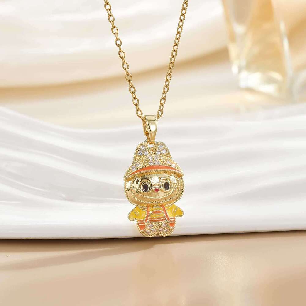 Cartoon Cute Labubu Pendant Fashion Versatile Necklace For Women Exquisite Collarbone Chain Best Friend Small Gift 4Eb