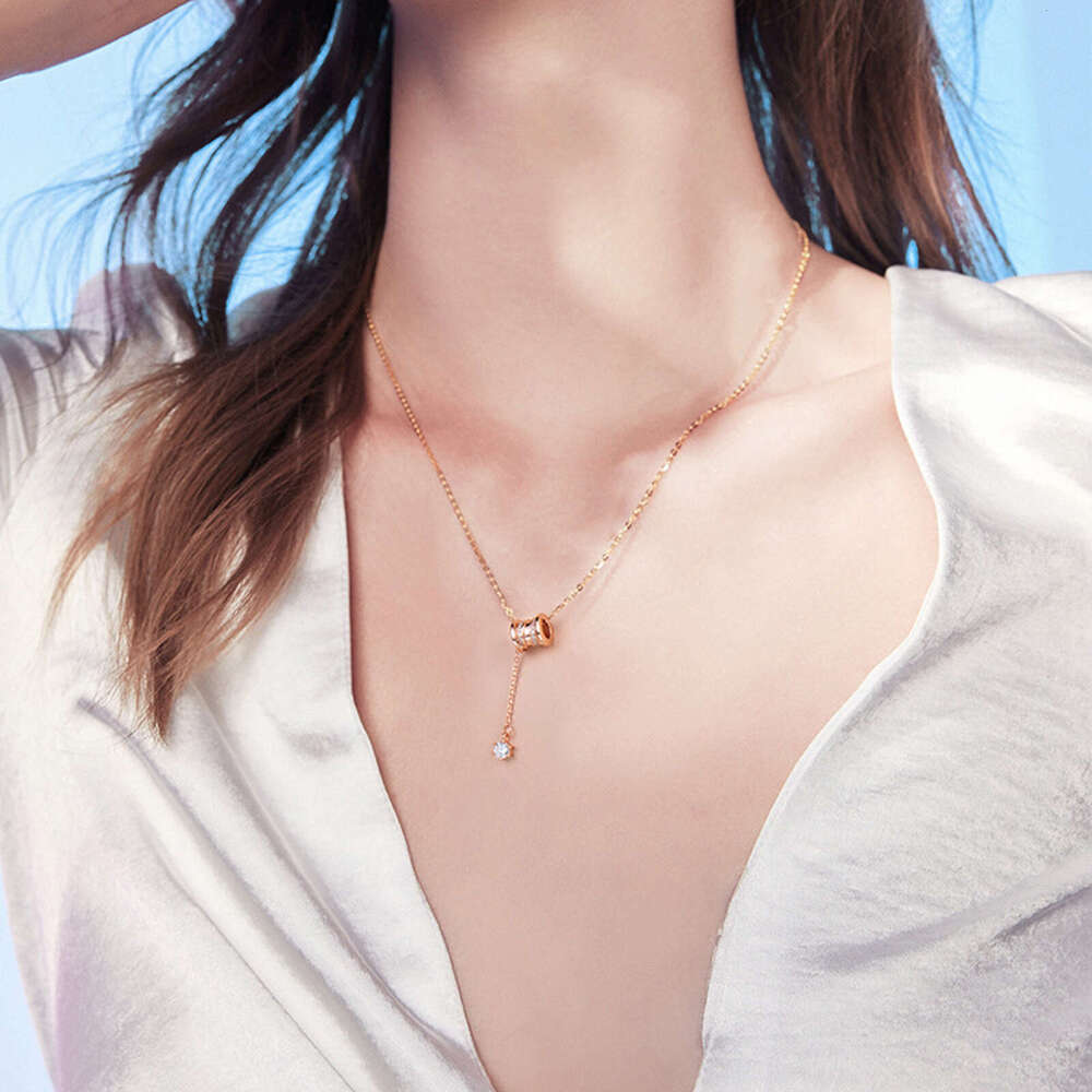 Qixi Valentine's Day Gift For Girlfriend Light Rose Gold Small Waist Clavicle Chain Niche High-End Pure Sier Necklace F3c