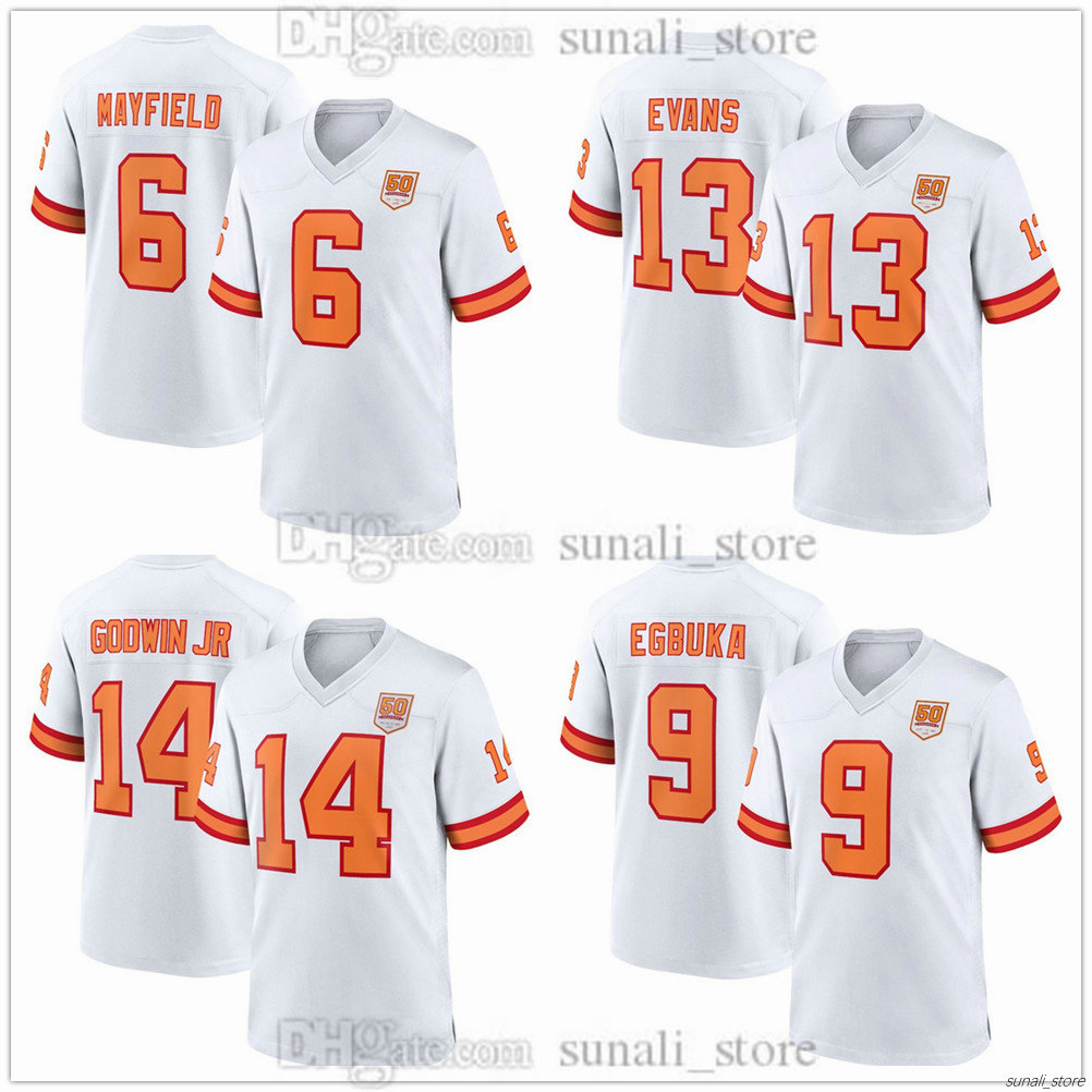 '76 50th Men Football Jersey 9 Emeka Egbuka 1 Rachaad White 78 Tristan Wirfs 12 Doug Williams 63 Selmon 69 Cody Mauch 8 SirVocea Dennis 94 Calijah Kancey Stitched
