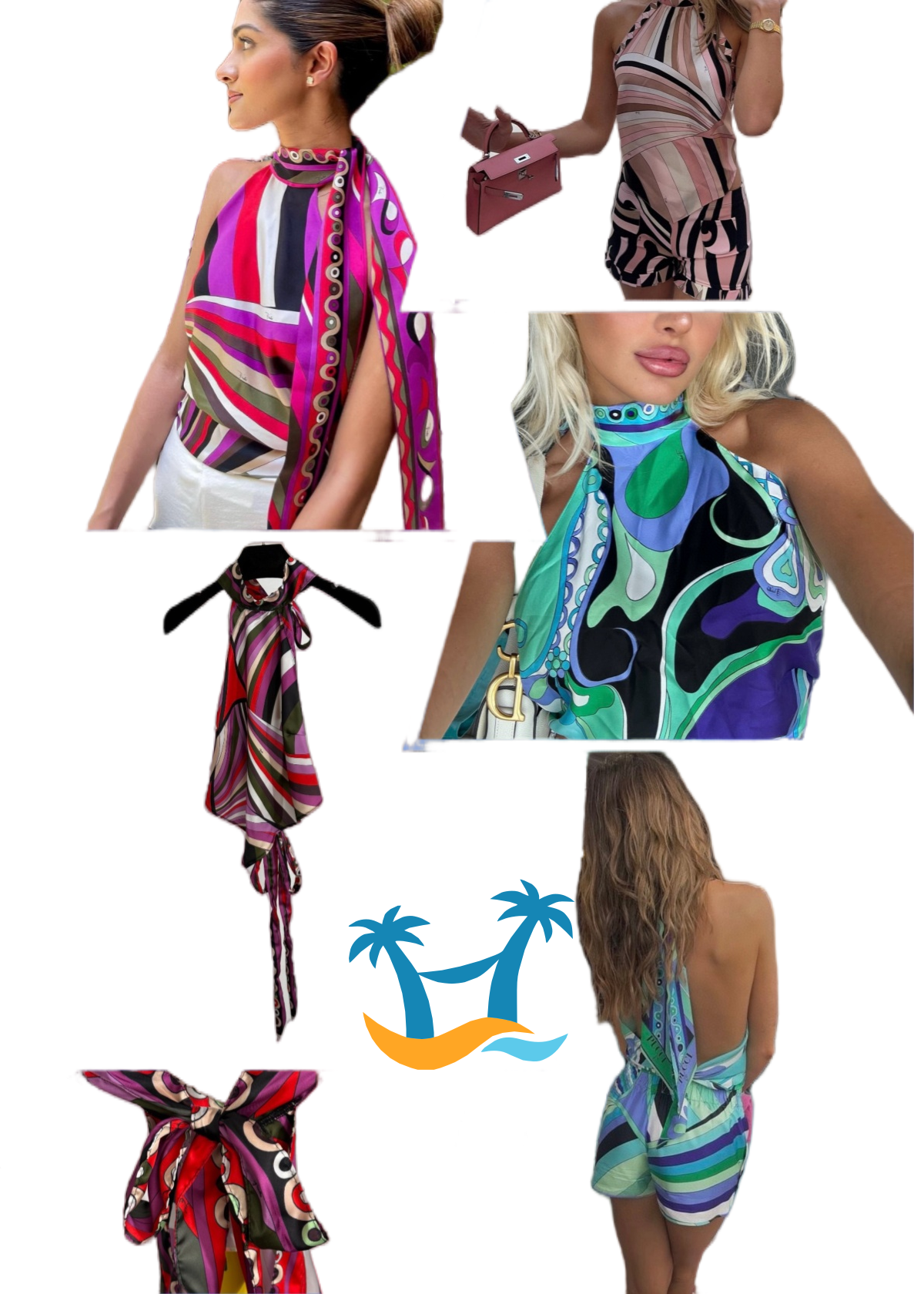 Design Brand Pucc* new suit halter neck backless vest top, sexy one-piece swimsuit + high waist skirt beach hip skirt S-XL
