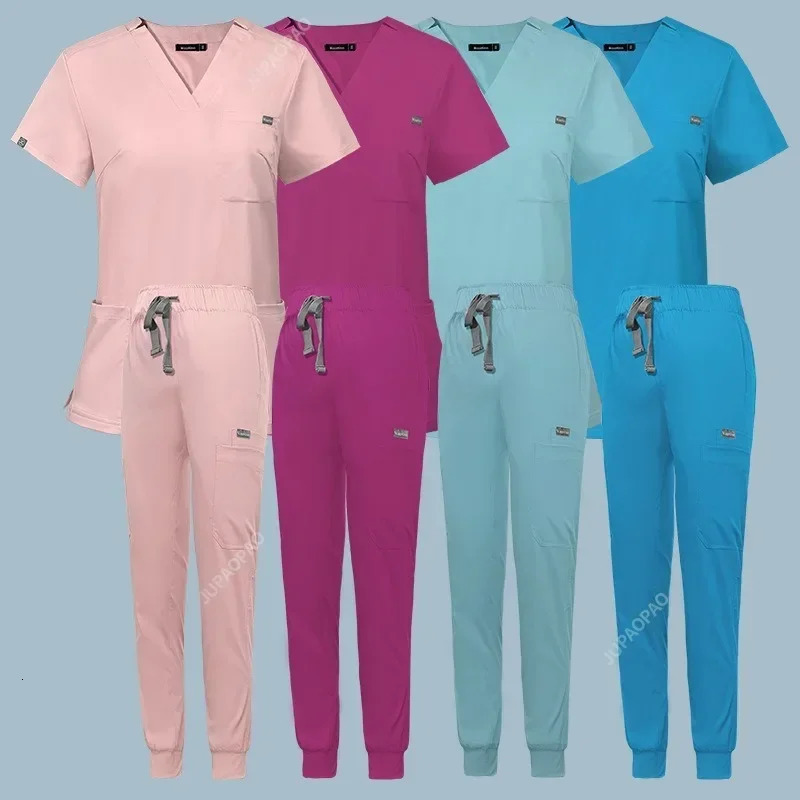 Multicolor Scrubs Uniform Short Sleeve TopsPants Nursing Uniform Women Pet Shop Doctor Scrub Surgery Workwear Scrub Set 250715