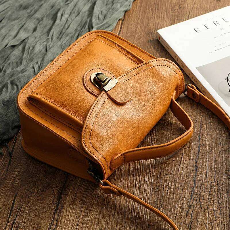 Top Layer Vegetable Tanned Cow Messenger Bags Soft Leather Casual All-In-One Mobile Phone Shoulder Bag