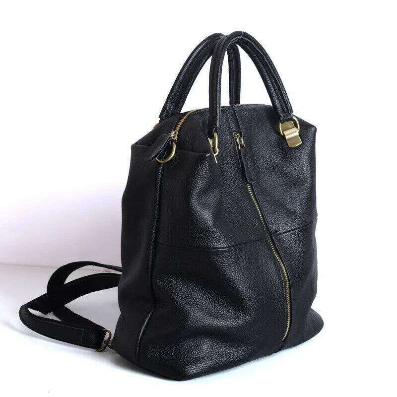 New Designer Cowhide Genuine Women Backpack Women's Shoulder Black Leather Handbags Travel Bag