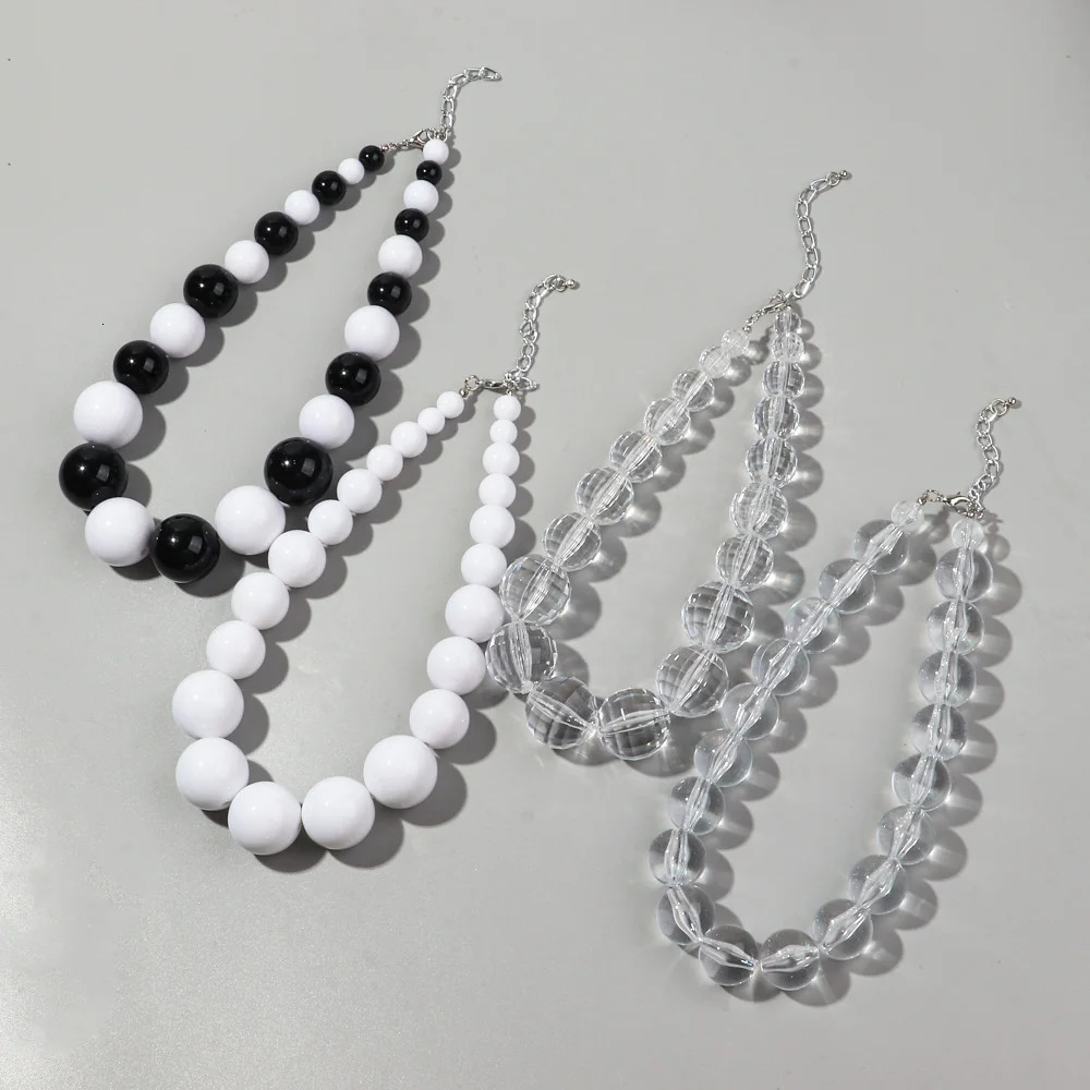 Transparent Acrylic Big Ball Beads Choker Necklace for Women Men Trend Chunky Round Statement Necklace Fashion Jewelry Gift 250716