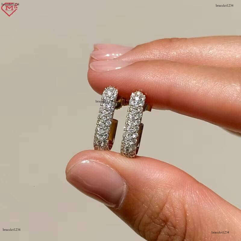 DEF-VVS Lab Grown Dia Eternity Wedding Earrings 14mm 10K White Gold Hoop Stud for Women