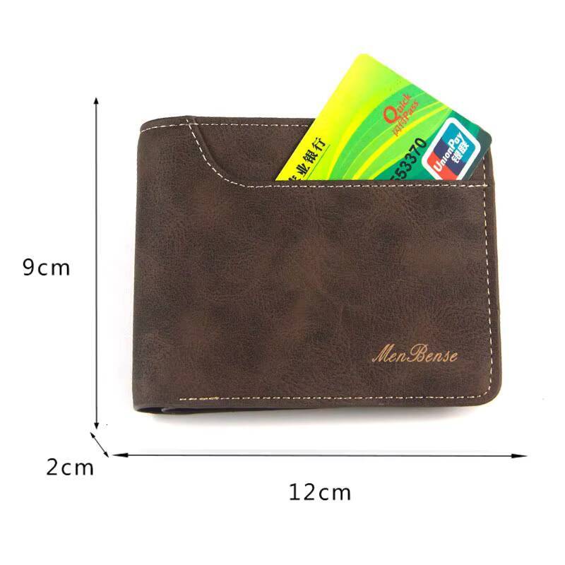 New Men Short Wallets Retro Simple Card Male Purse High Quality PU Leather Photo Holder Fashion Casual Mens Wallet ddmynov