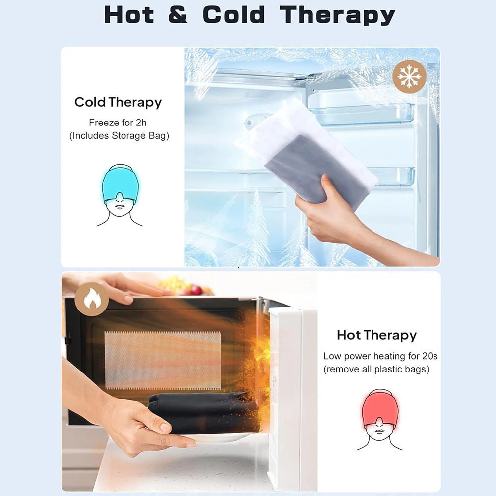 Gel Ice Headache Migraine Relief Hat Cold Compress Cap Ice Head Wrap Pack Eye Mask For Pressure Relieve Pain Ice Hat 250716