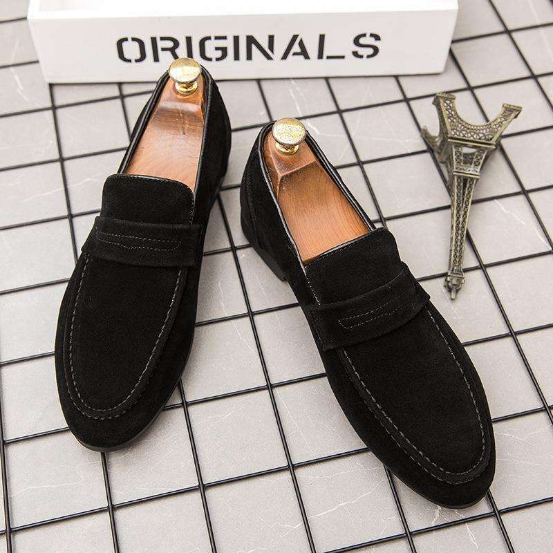 Large Size 46 Men's Lazy British Style Casual Daily Loafers Suede Slip-On Fashion Trend Shoes