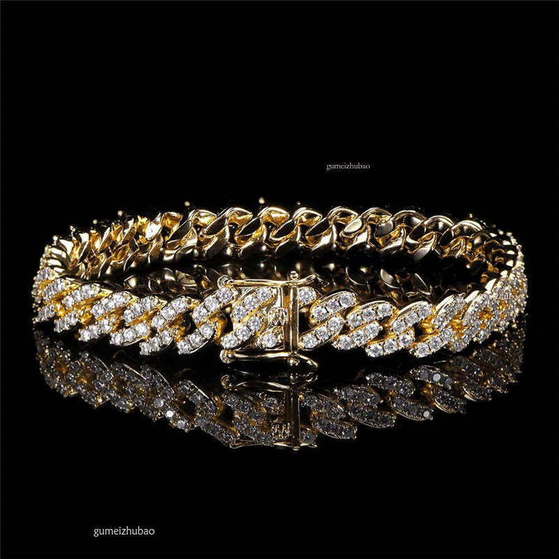 punk charm mens bracelet designer cuban link chain gold bracelets man 10mm copper white AAA zirconia sier dia chains bangle hip hop jewelry 7-8inch