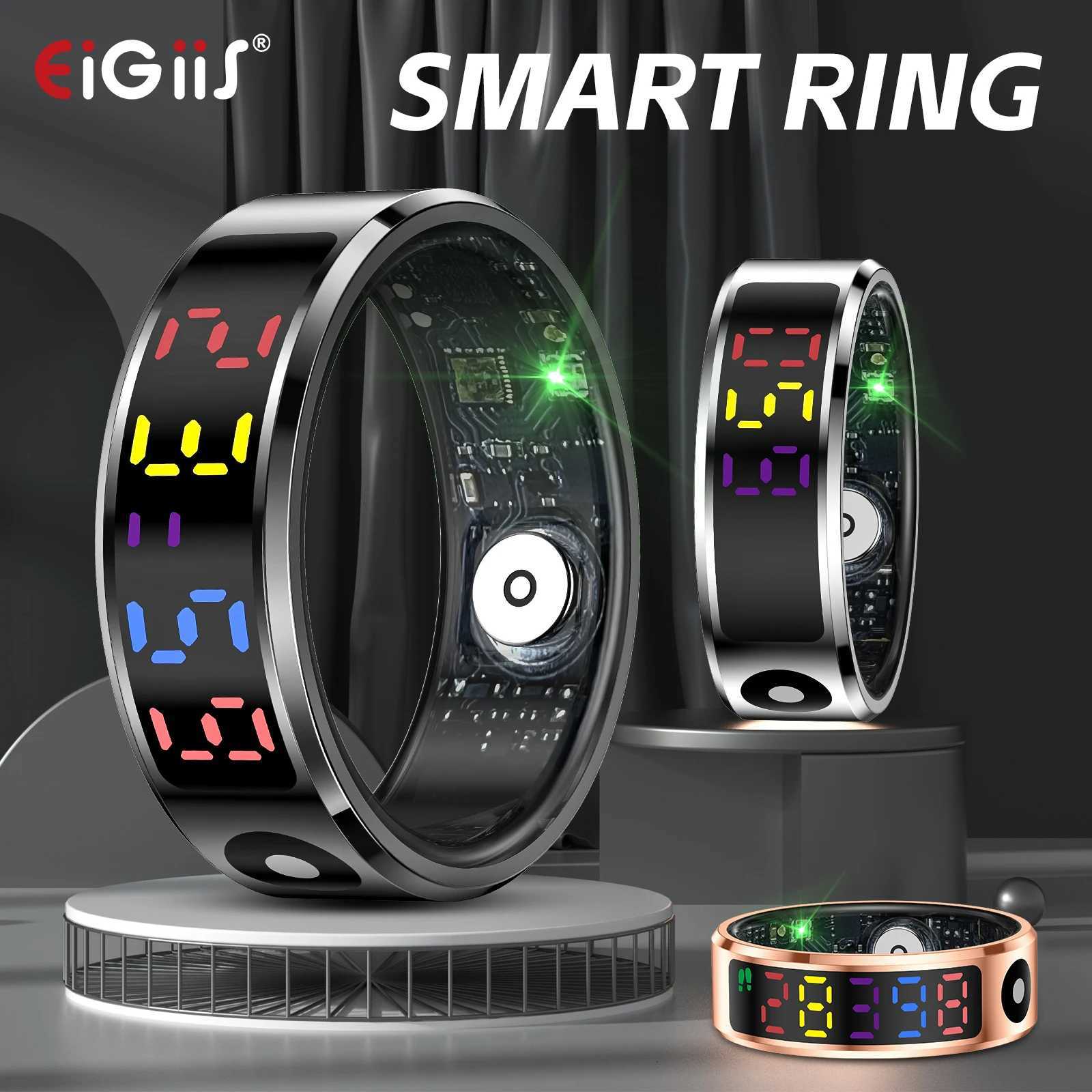 2025 Color Screen Smart Ring 5ATM Waterproof Touch Health Monitoring Long Battery Life Gesture Operated Multi-motion Mode W250717