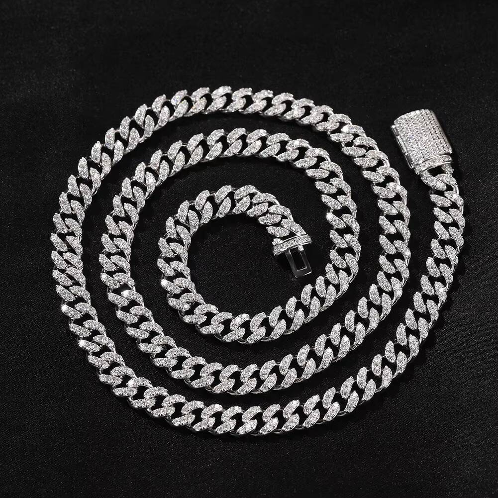 Fine Jewelry 6MM Cuban Link Chain 925 Sterling Silver Moissanite Hiphop Jewelry Women Men Necklace Bracelet Wedding Religious