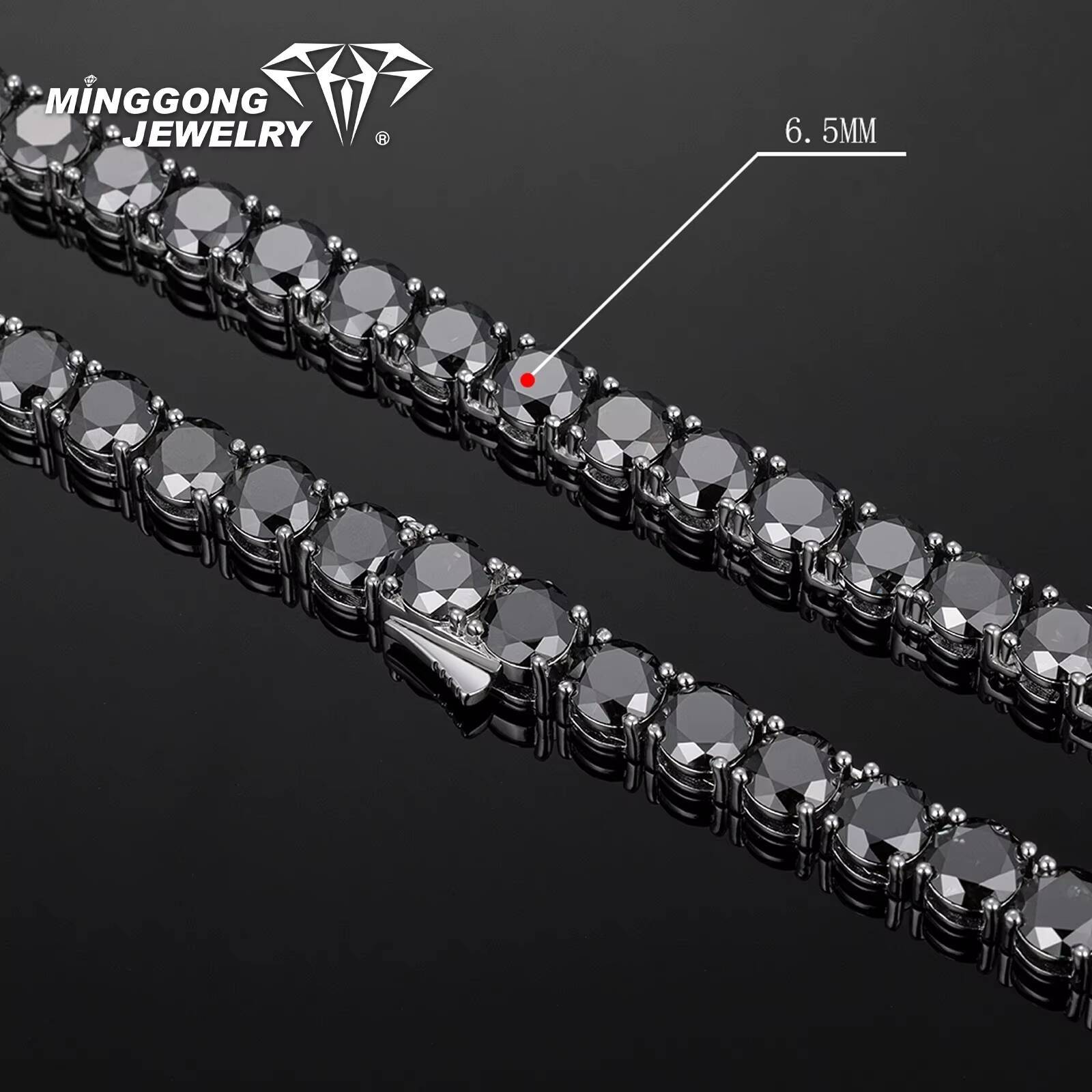 High Quality Rare Black Moissanite Tennis Chain 100% Diamond Test Passed Hip Hop Style Necklace Direct From Factory for Men