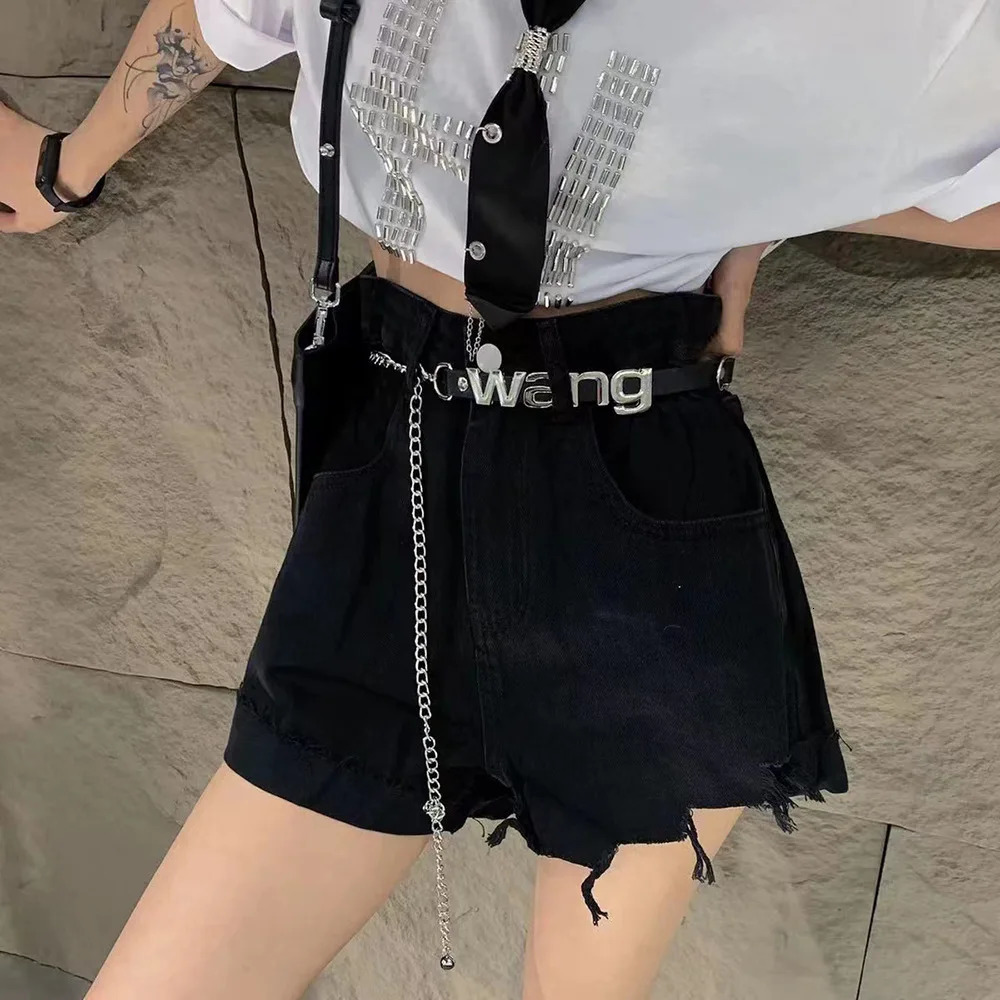 Pu Leather Vintage Fashion Wang Letter Metal Letter Chain Thin Waistband Y2k Belt Punk Chic Belts Jeans Pants Decor 250716