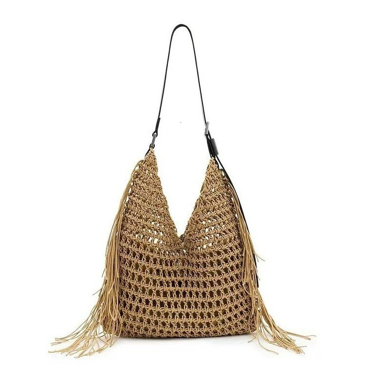 Free Shipping 2025 Summer New Designer Bag Tassel Straw Woven Bag Women's Shoulder High-end Tote Bag Vacation Women's Bag Premium And High-q