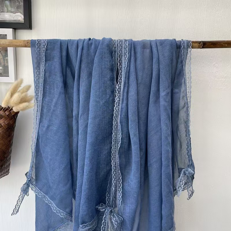 T1231 solid color shawl Dunhuang grassland sunshade cotton linen desert grassland headscarf shawl long scarf