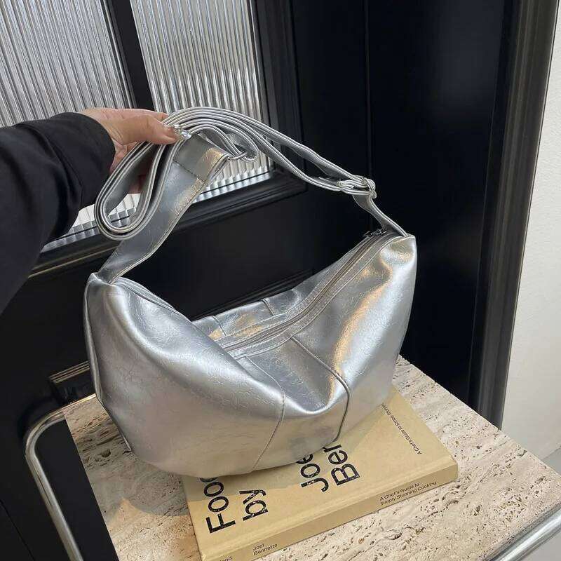 Women Crescent Shoulder PU Leather Dumpling Crossbody Large Capacity Half Moon Everyday Purse Ladies Daily Bag