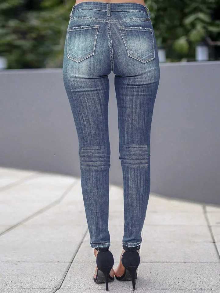 Womens jeans with contrasting color stitching solid color Slim Skinny Jeans R250716