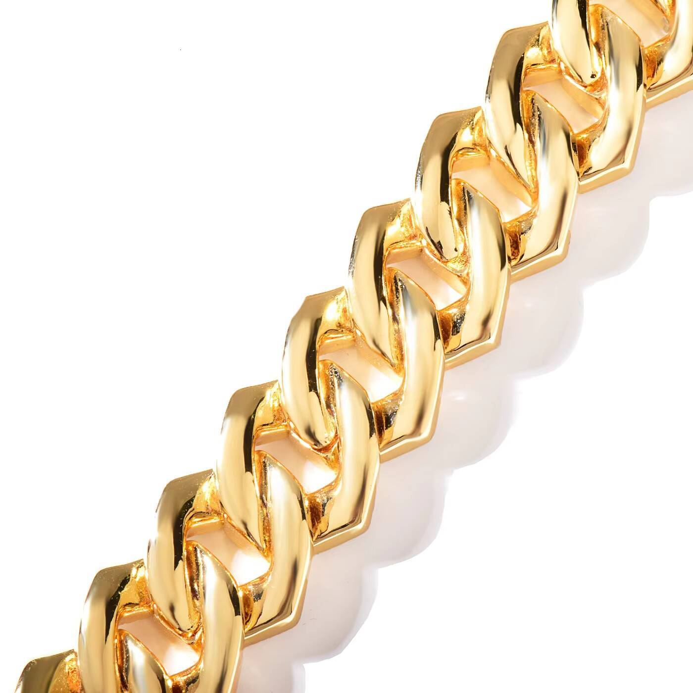 Wholesale 20mm Rhombic Cuban Link Bracelet Necklace Gold Brass Iced Bling Cubic Zircon Diamond Miami Cuban Links Chain Jewelry