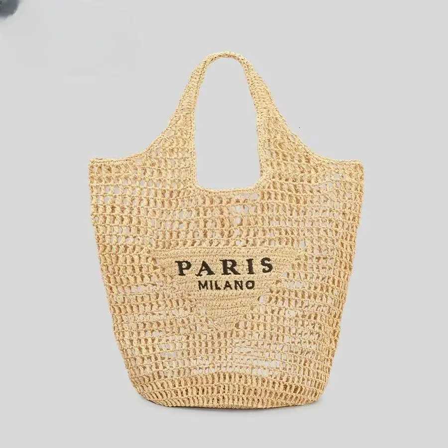 Summer beach straw woven shoulder bag womens fashionable hollow woven handbag portable large capacity casual tote bag Z250717