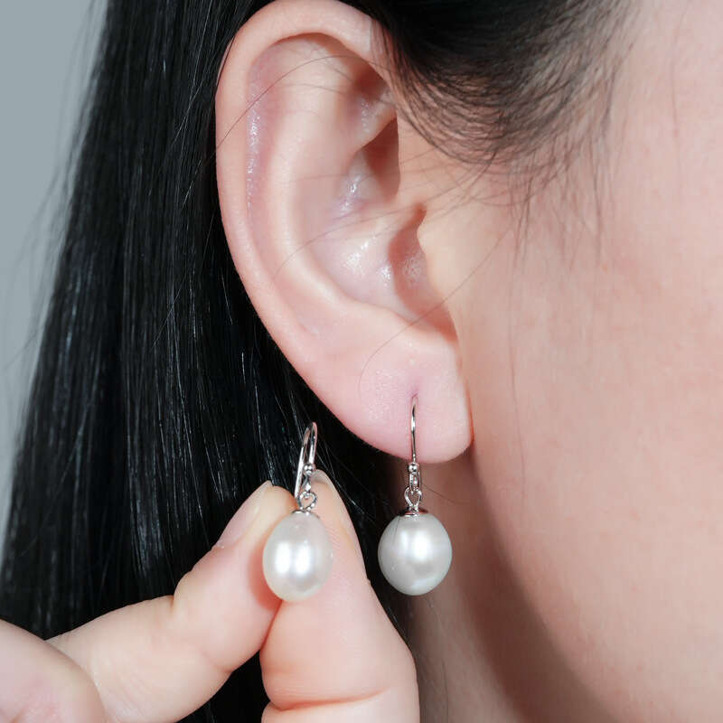 Natural Pearl Water Drop Earrings For Women French Simple S Sier Versatile Ear Hooks 041