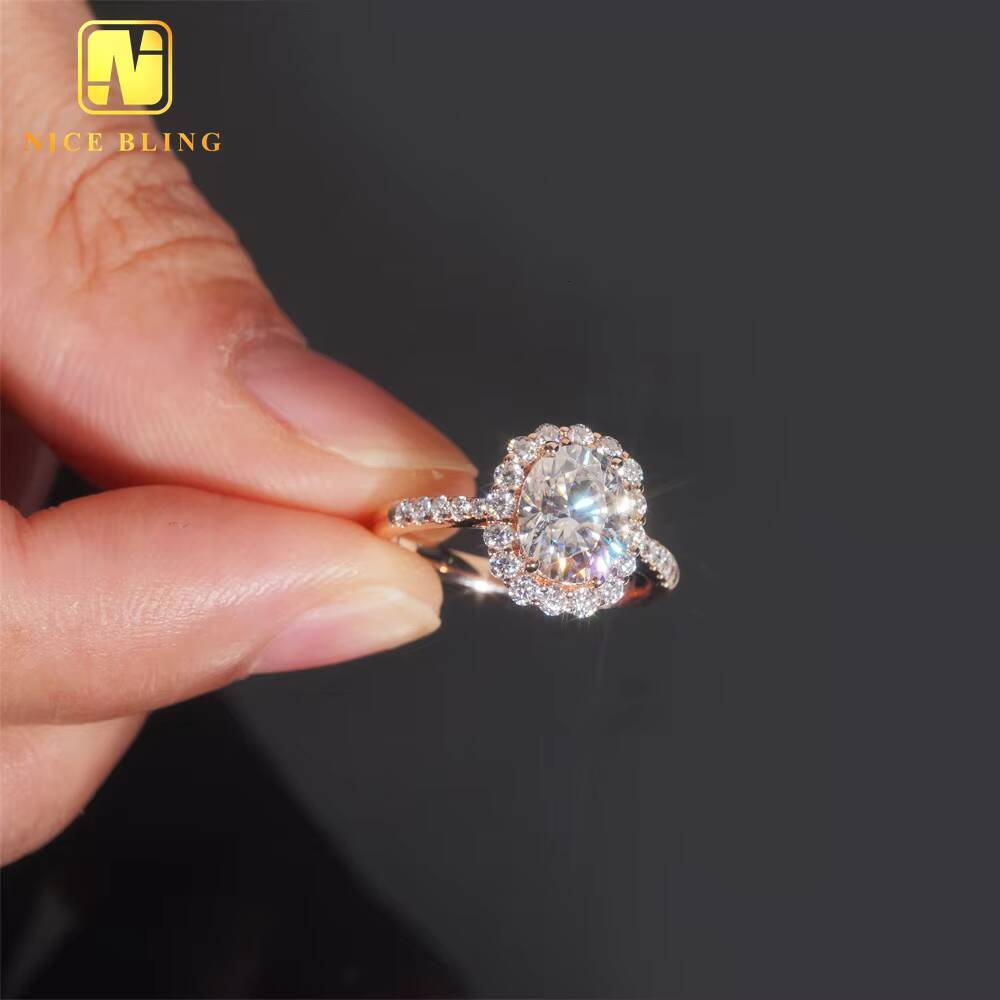Fashion VVS Moissanite Diamond Wedding Rings 14K Real Gold Wedding Ring Oval Cut Engagement Ring for Women