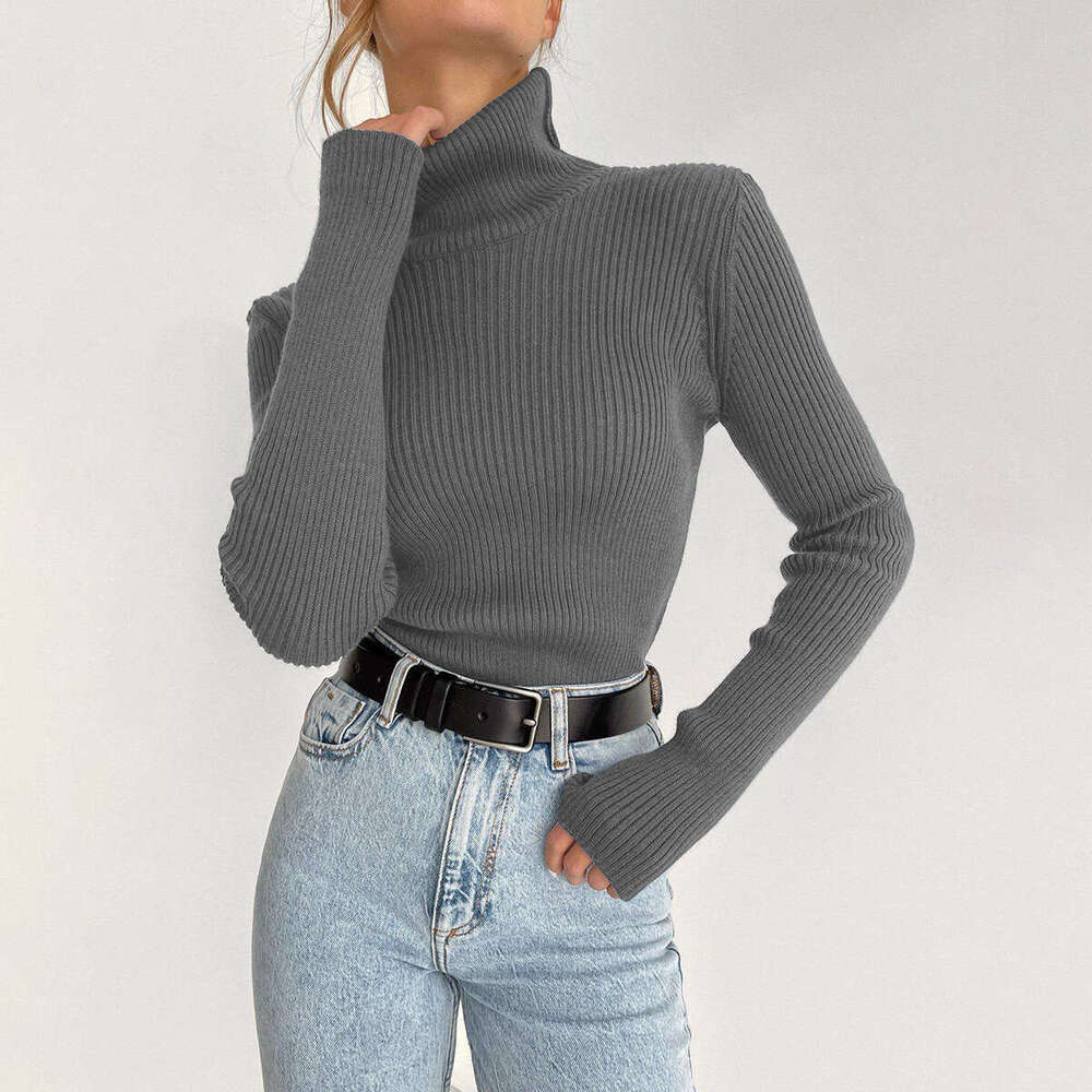 Long Autumn Winter Knitted Base Shirt Slim Fit Plus Version Turtleneck Pullover Sweater B5