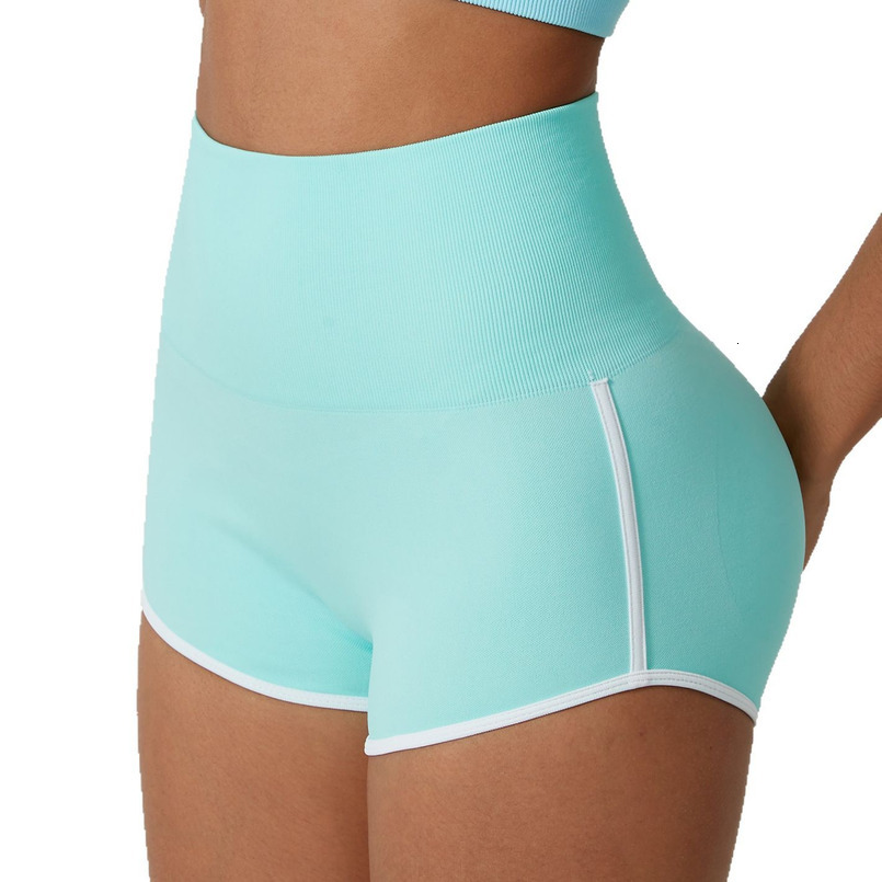 Seamless High-Waist Color-Block Yoga Butt-Lifting Fitness Outdoor Running Sports Shorts