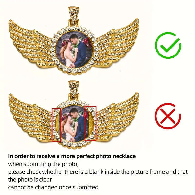 Angel Wings Heart-shaped Dia-studded Rotating Pendant Single-sided Alloy Creative Personality Necklace