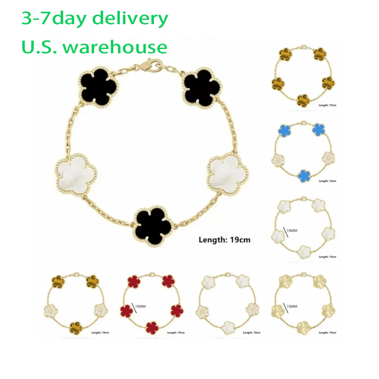 Designer Bracelet Women 4/Four Leaf Clover Bracelet Designer Plated Gold Bracelet Red Green White Shell Agate Charm Luxury Bracelet Woman Designer Jewlery