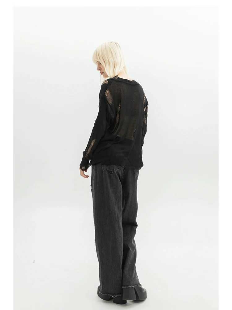 Women Clothing Black Gothic Jeans 90s Aesthetic Y2k Oversize Denim Trousers Vintage Harajuku Korean Emo 2000s Trashy Jean Pants R250716