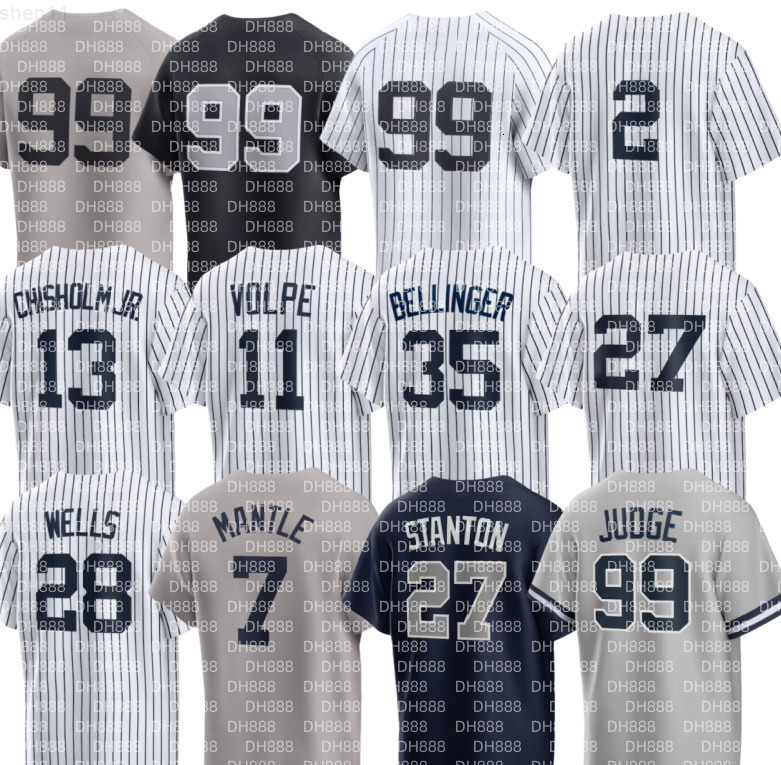 Men Yankees Baseball Jersey 2 Derek Jeter Aaron Judge Chisholm Jr. Gerrit Cole Anthony Volpe Paul Goldschmidt Austin Wells Giancarlo Stanton Cody Bellinger Babe Ruth