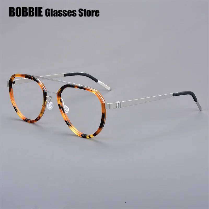 Classic Pilot Glasses Frame Men Women Eyeglasses Gafas Prescription Lens Oval Eyewear Titanium Strip Denmark Brand Design 9745