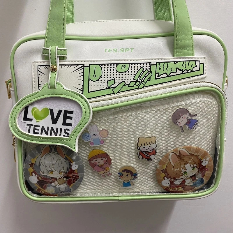 Y2k Graffiti Carktoon Ita Bag Japanese Style Kawaii Shoulder Crossbody Bags Fashion Transparent Front Pocket DIY Tote Handbags 250714