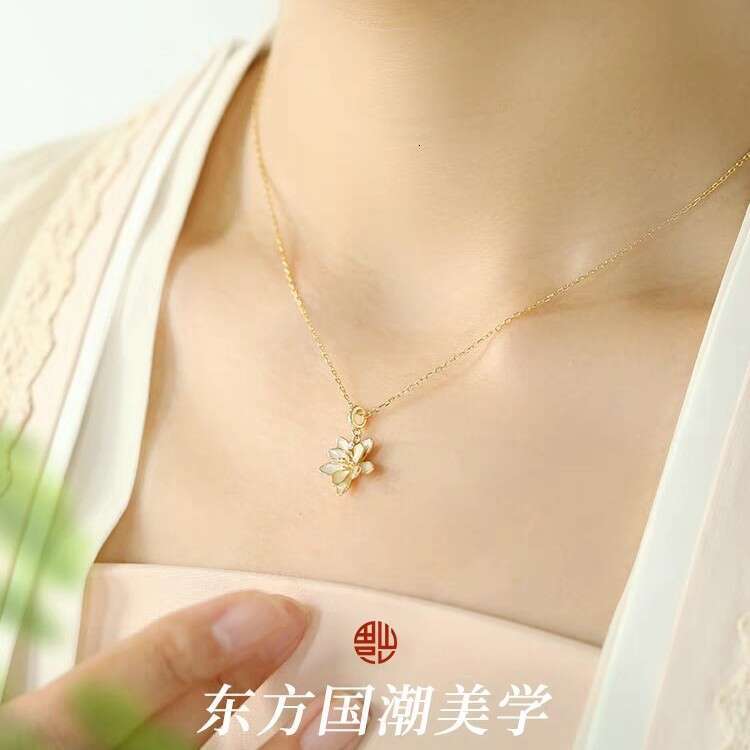 2023 New Lotus Necklace For Women Elegant Versatile National Trend Clavicle Chain Fashion DIY Pendant Jewelry 44D