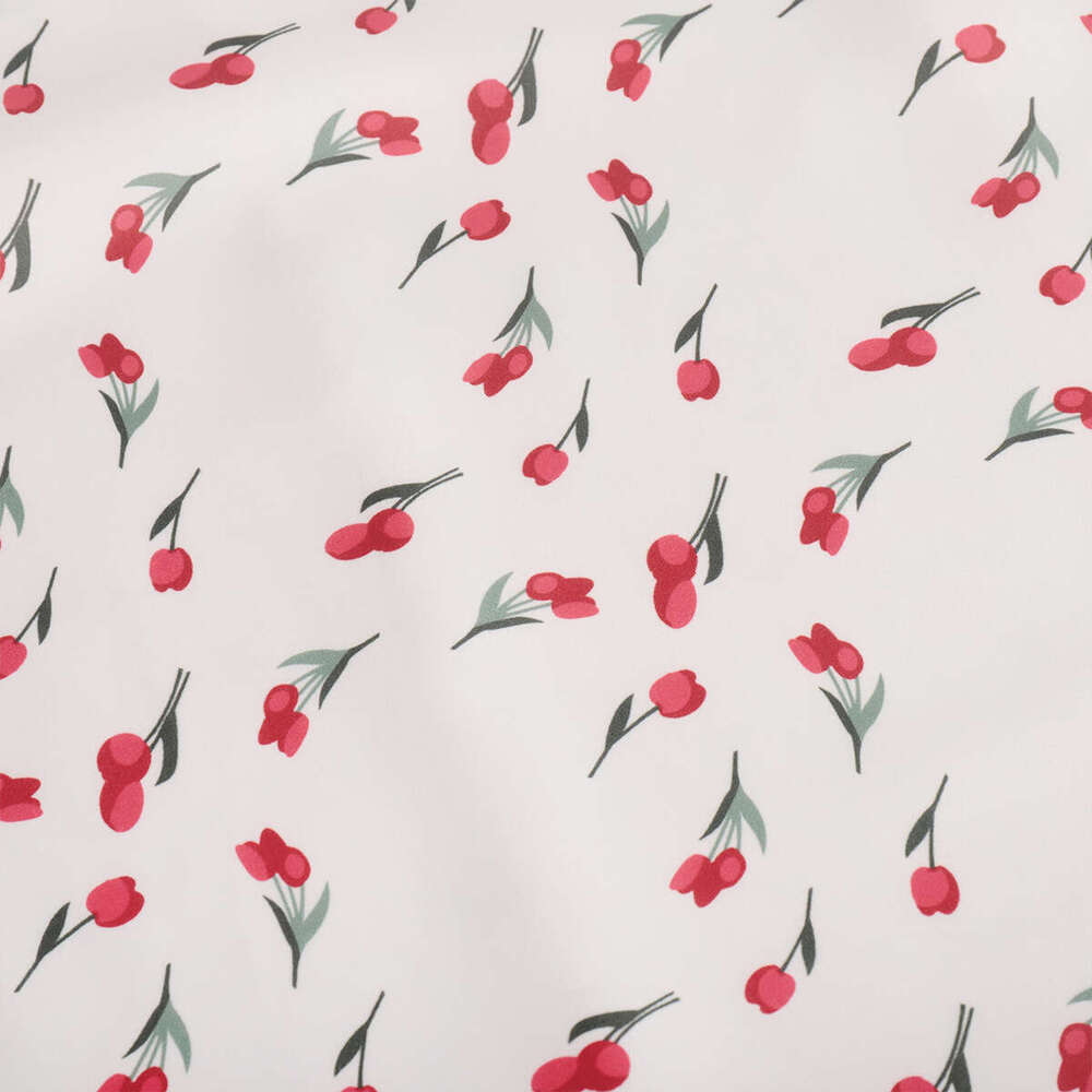 Floral Spring Elegant High Waist A-Line Mermaid Cherry Print Midi Skirt B5
