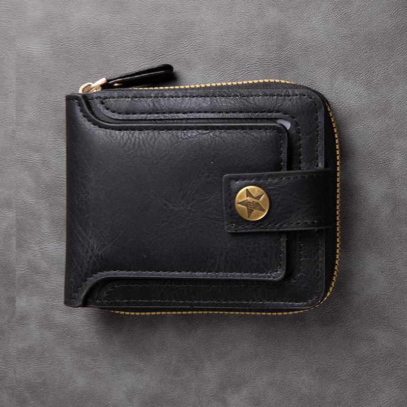 Designer Quality Men Short Wallet European And American Fashion Multifunctional Retro Horizontal Coin Purse Zipper Buckle Card Holder Luxury Wallet Me
