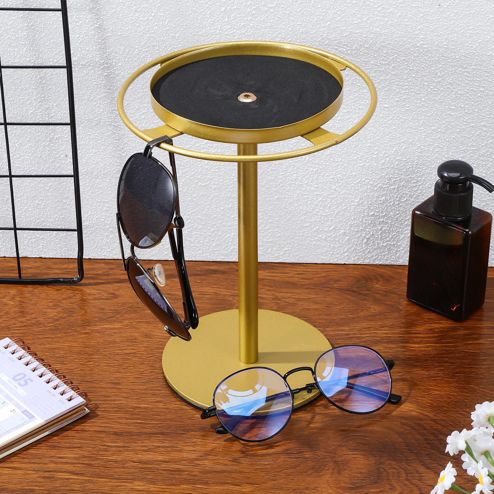 Glasses Display Stand Rotating Sunglasses Display Holder Eyeglasses Rack With Storage Tray Tabletop Eyewear Organizer 250716