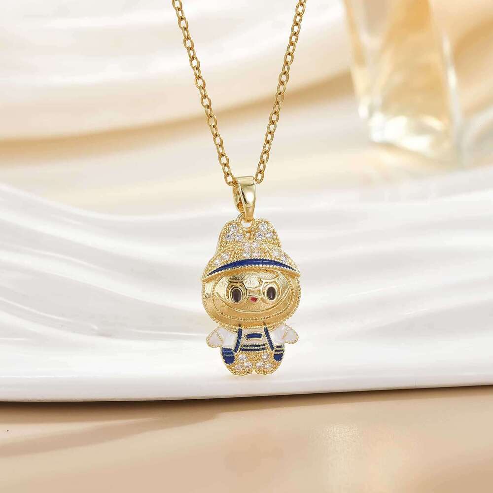 Cartoon Cute Labubu Pendant Fashion Versatile Necklace For Women Exquisite Collarbone Chain Best Friend Small Gift 4Eb