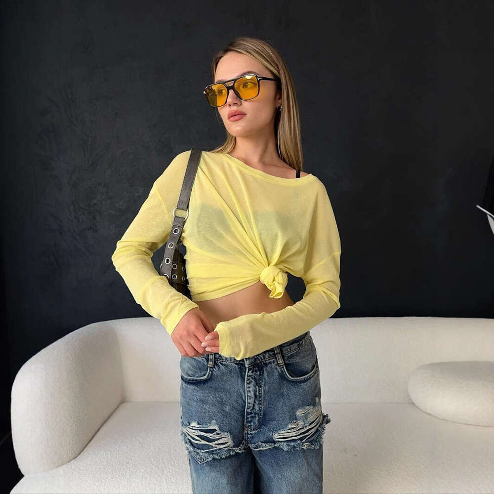 New Sexy Soft Lyocell Off-Shoulder Long Sleeve T-Shirt Women's Transparent Top B5