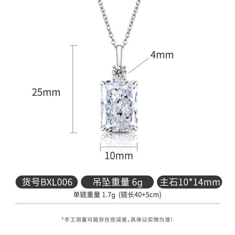 Live High Carbon Gem Square Pendant Perfume Bottle Ice Flower Cut Colorful Dia Sparkling Necklace for Women 45f
