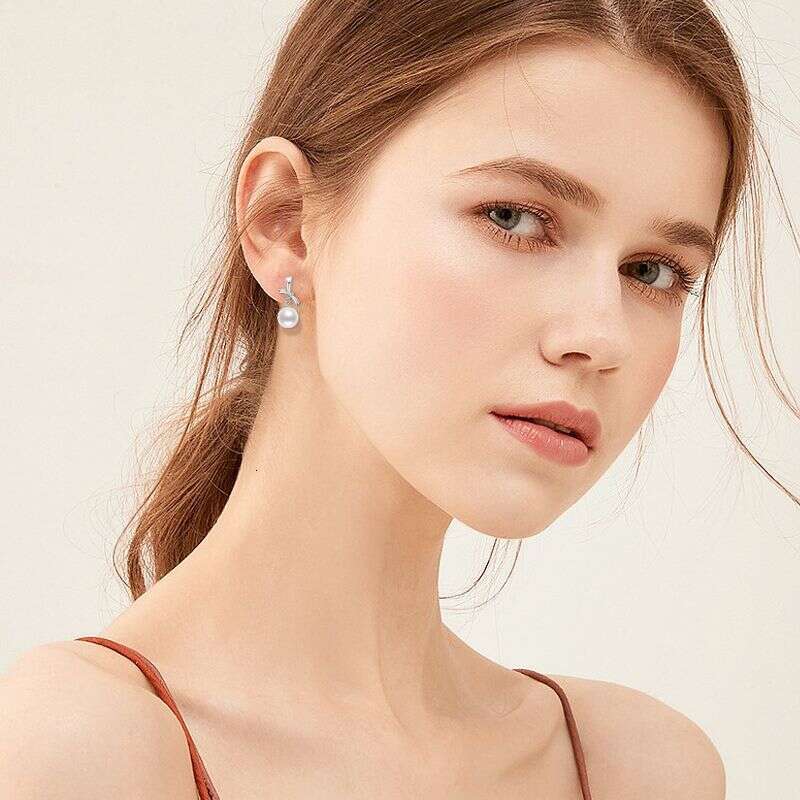 New Korean Style Elegant Bowknot Earrings For Women, Pure Sier Freshwater Pearl Ear Jewelry Afc