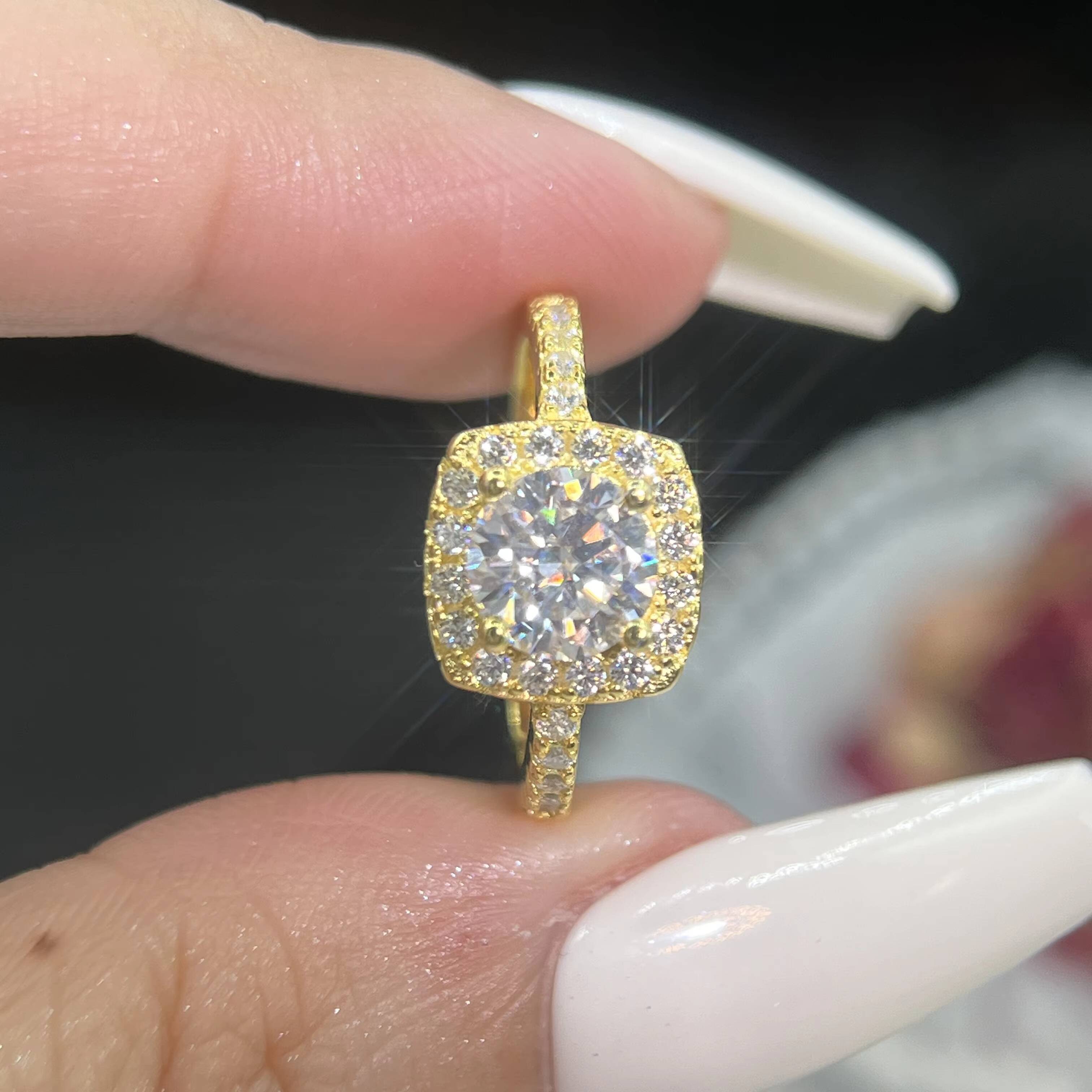 Hot Sale Wedding Moissanite Ring for Women VVS D Color 1ct 2ct 3ct Brilliant Cut 18K White Gold Plated S925 Silver Engagement