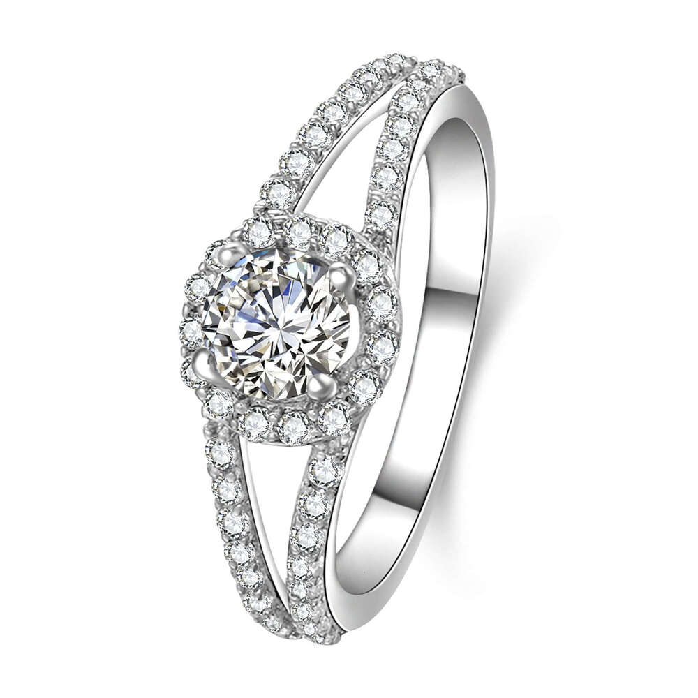 0.5 fashion Full Diamond Imitation Moissanite For Women, Light Luxury High-End Feel, Surround Zirconia Ring 19B